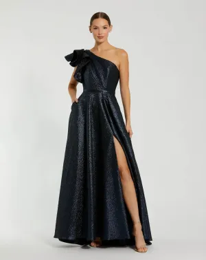 One shoulder metallic ballgown - Midnight