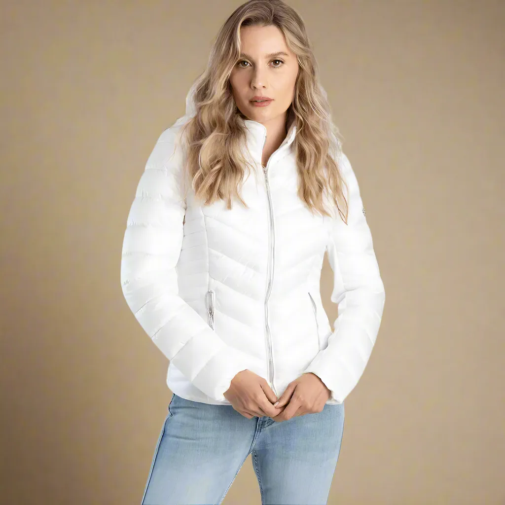 Ravila - White Basic Quilted Puffer Jacket