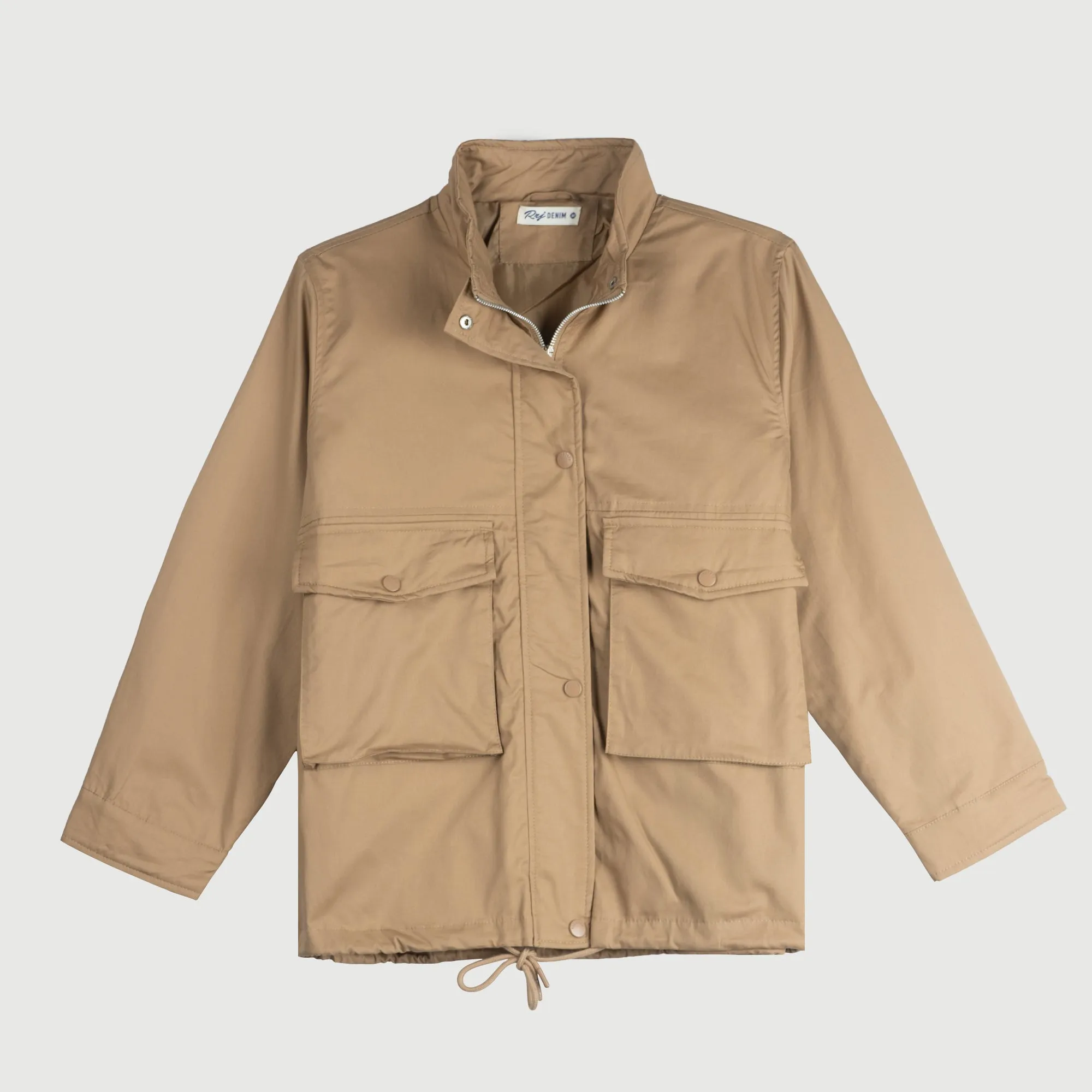 RRJ Ladies Basic Jacket Loose Fitting for Women Trendy Fashion High Quality Apparel Comfortable Casual Jacket for Women 132229 (Khaki)