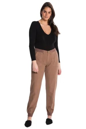 Silk jogger in Taupe