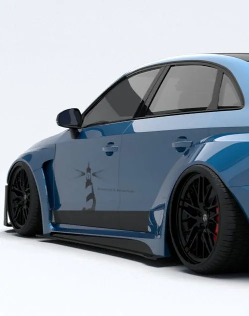 SPECTER PLUS Side Skirts for Audi RS3 8V.5 2018-2020 Carbon Fiber/FRP