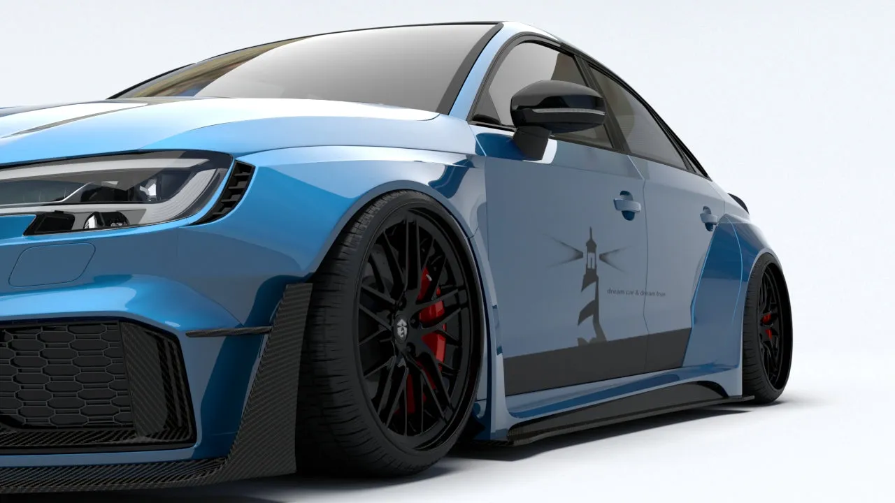 SPECTER PLUS Side Skirts for Audi RS3 8V.5 2018-2020 Carbon Fiber/FRP