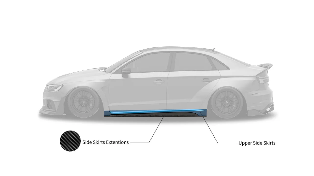 SPECTER PLUS Side Skirts for Audi RS3 8V.5 2018-2020 Carbon Fiber/FRP