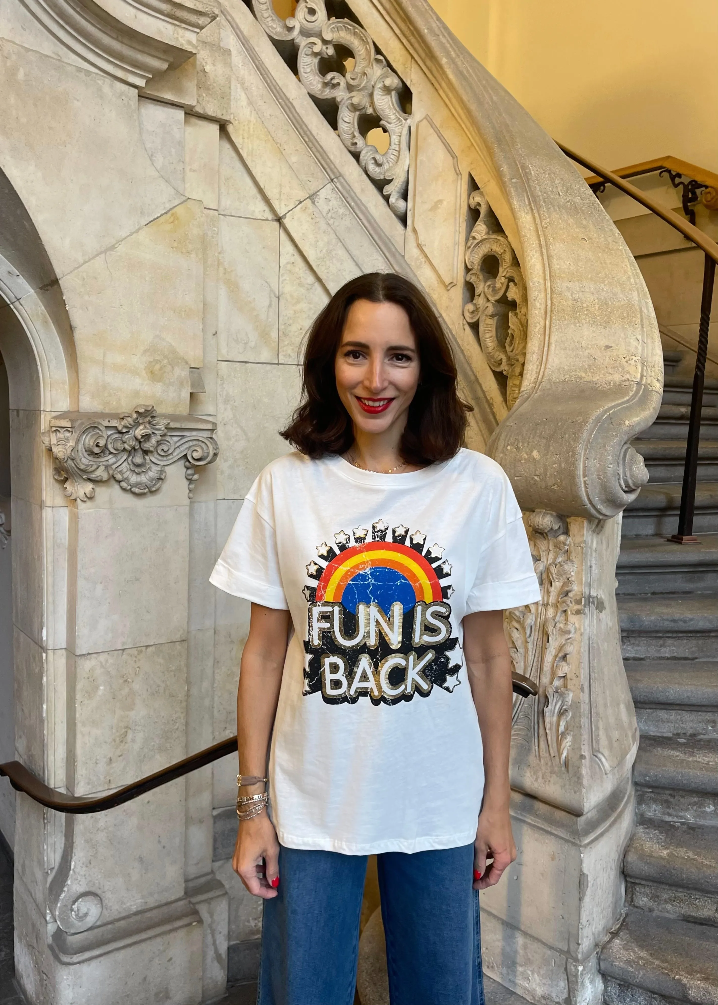 T-Shirt 'Fun is back' weiß