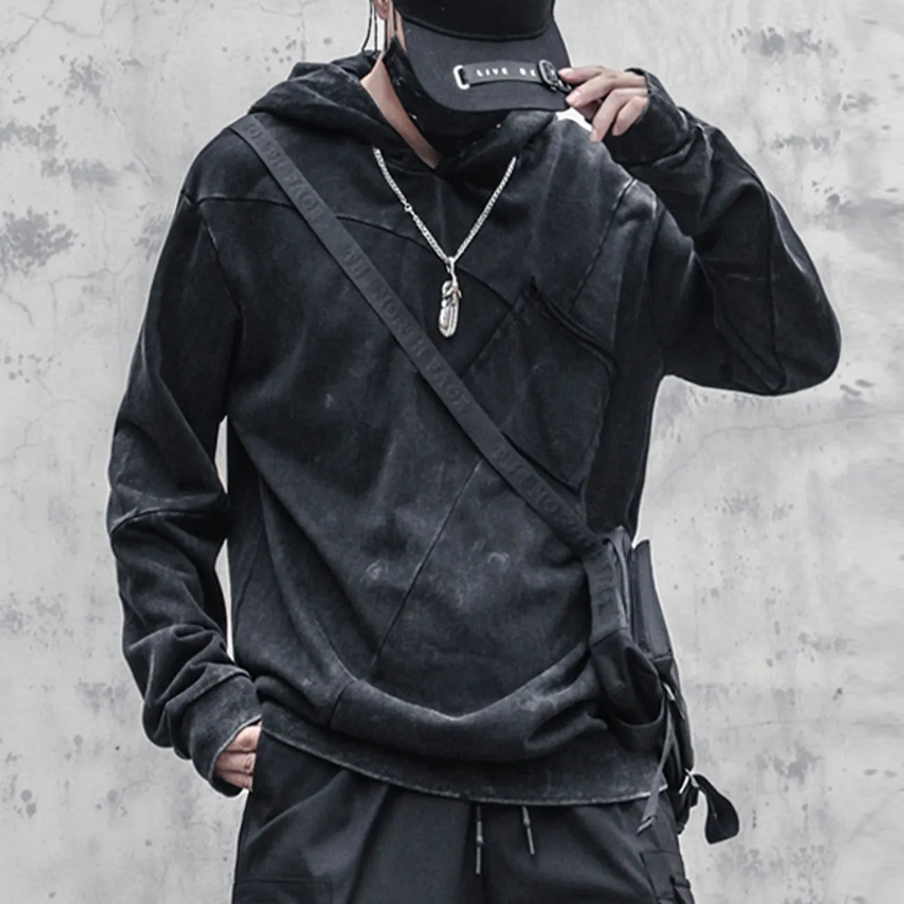 WLS Function Vintage Patchwork Washed Hoodie